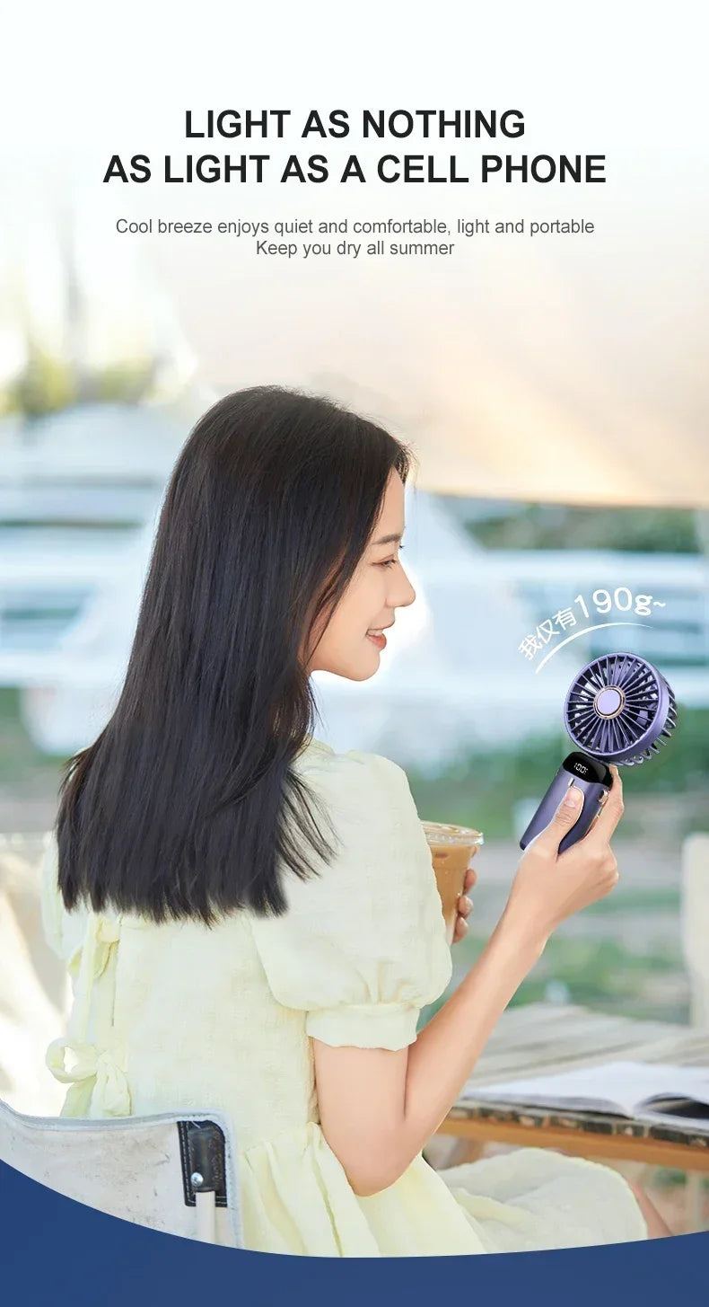 5-Speed Foldable Neck Fan with Phone Stand & LED Display