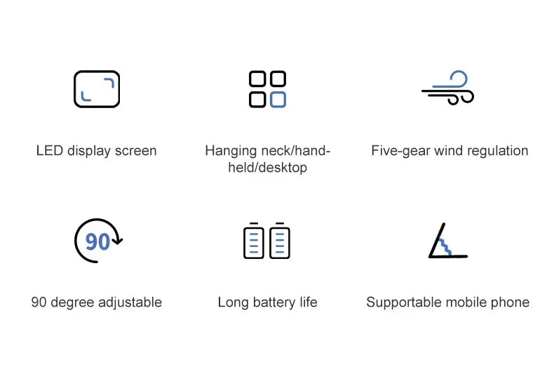 5-Speed Foldable Neck Fan with Phone Stand & LED Display