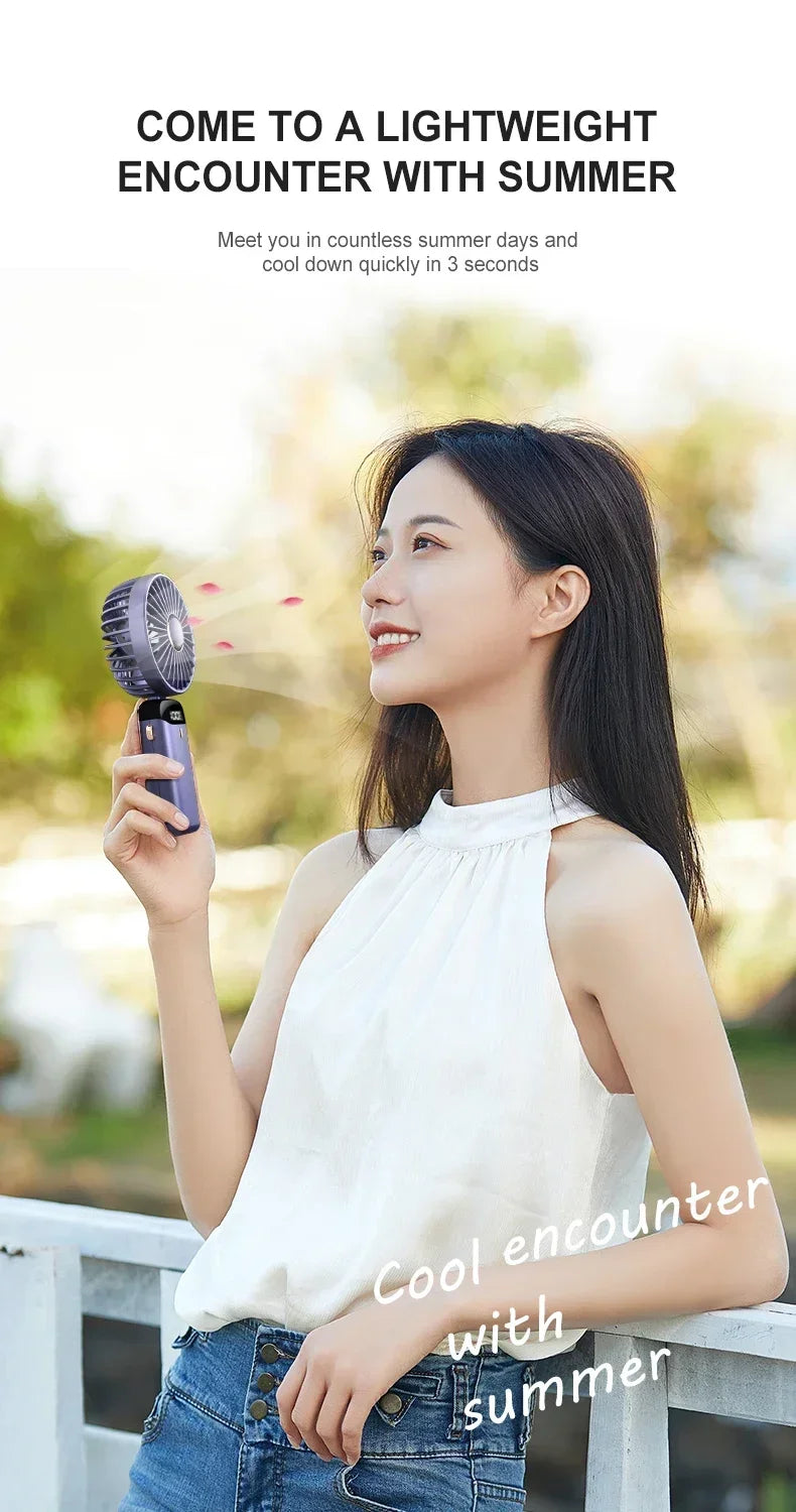 5-Speed Foldable Neck Fan with Phone Stand & LED Display