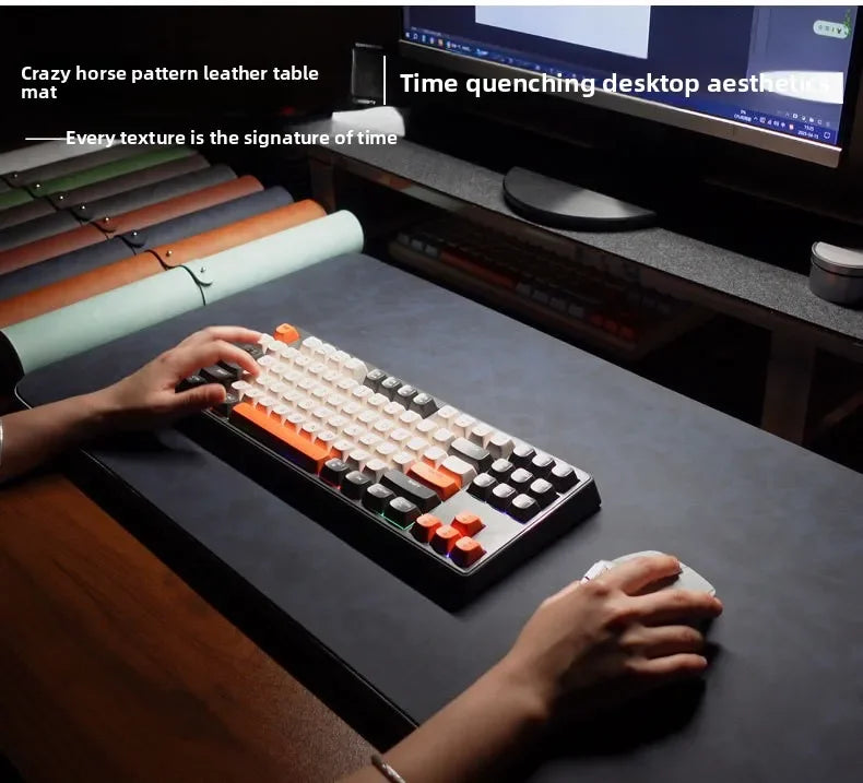 3-Piece PU Desk Mat Set | Waterproof Mouse Pad with Wrist Rest & Non-Slip Base