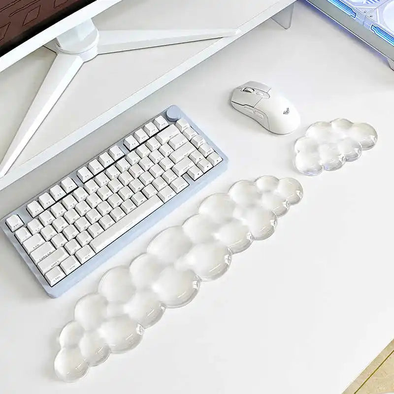 Transparent Silicone Mouse Pad and Keyboard Mat with Memory Foam Wrist Support | Anti-Slip & Ergonomic