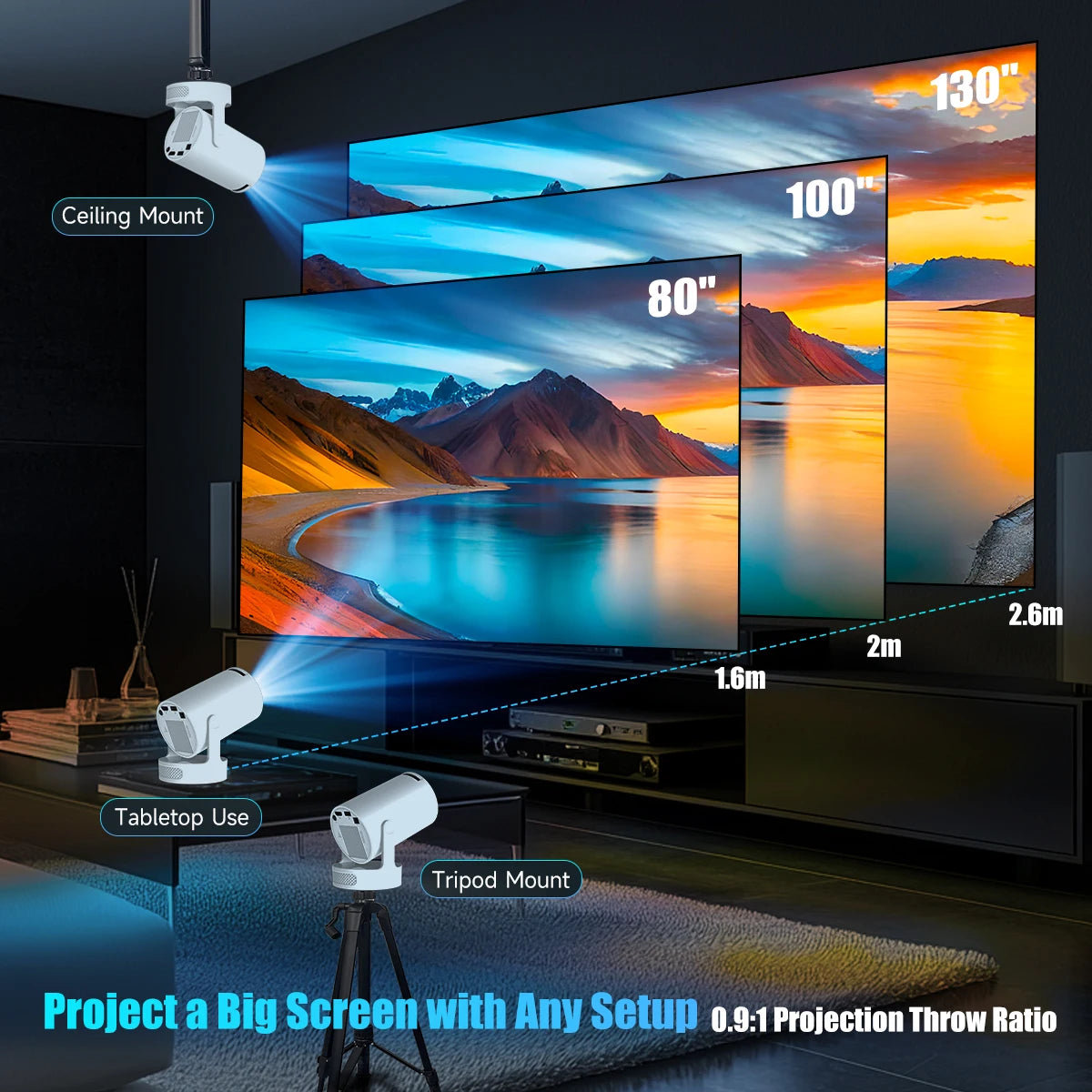 Smart Projector with Voice Remote & WiFi