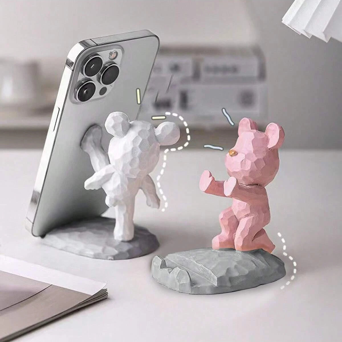 Cartoon Bear Phone Tablet Stand: Cute Lazy Bracket for Home Desk Decor