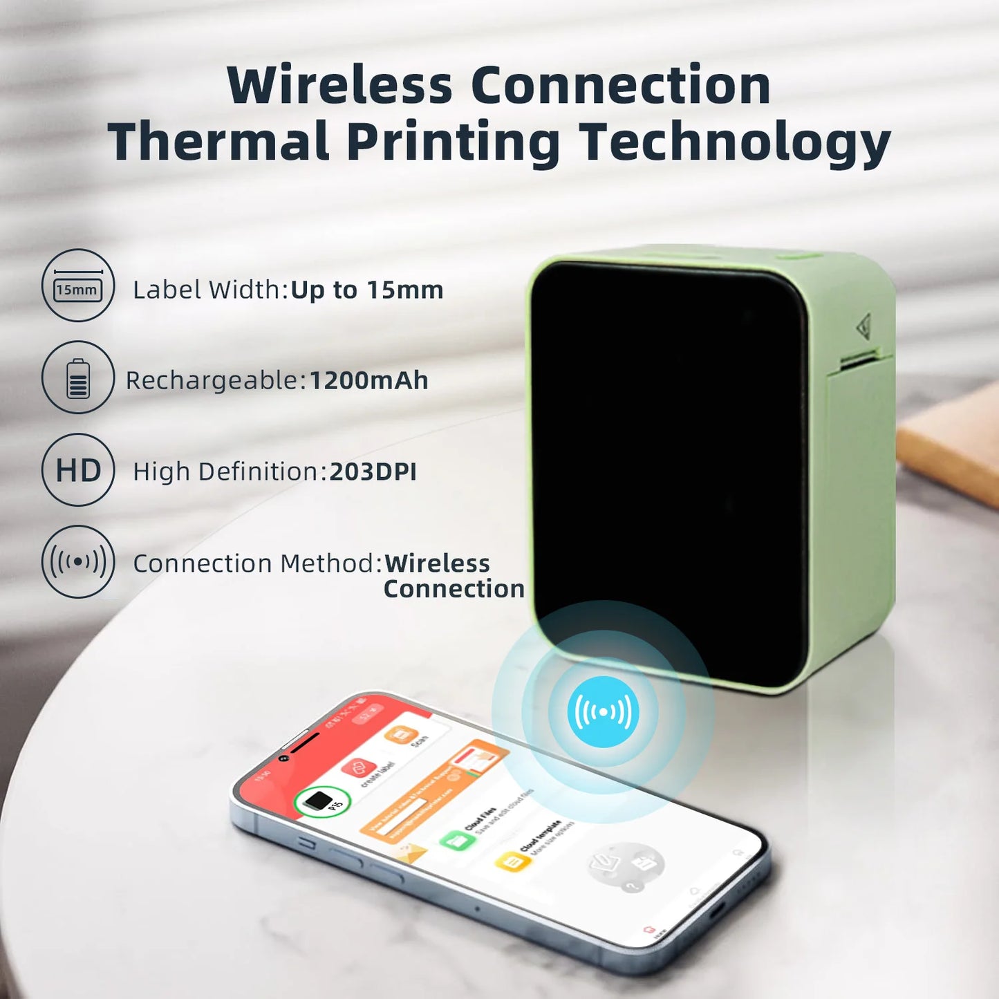 Mini Thermal Label Printer – Portable Wireless Bluetooth Labeling Sticker Machine