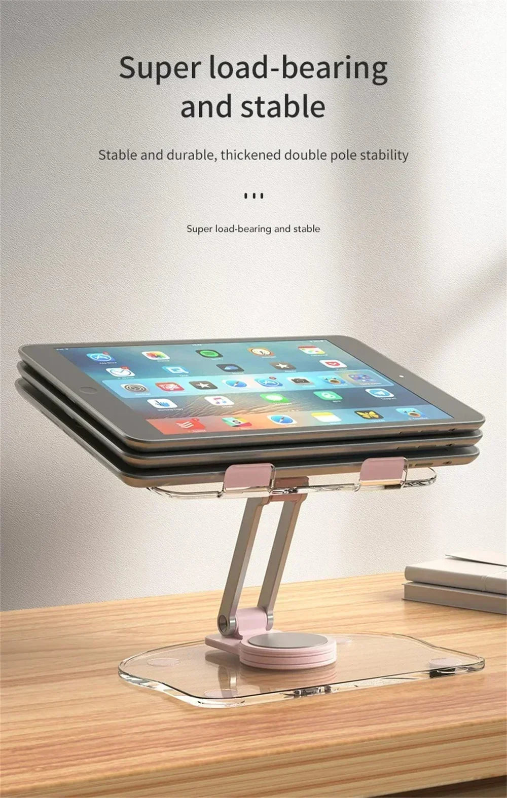 360° Acrylic Tablet Stand: Foldable Adjustable Holder for 4.7-13" Devices