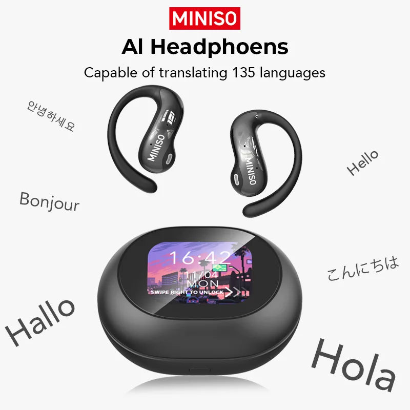 AI Translation Earbuds with Touchscreen & Bluetooth 5.4