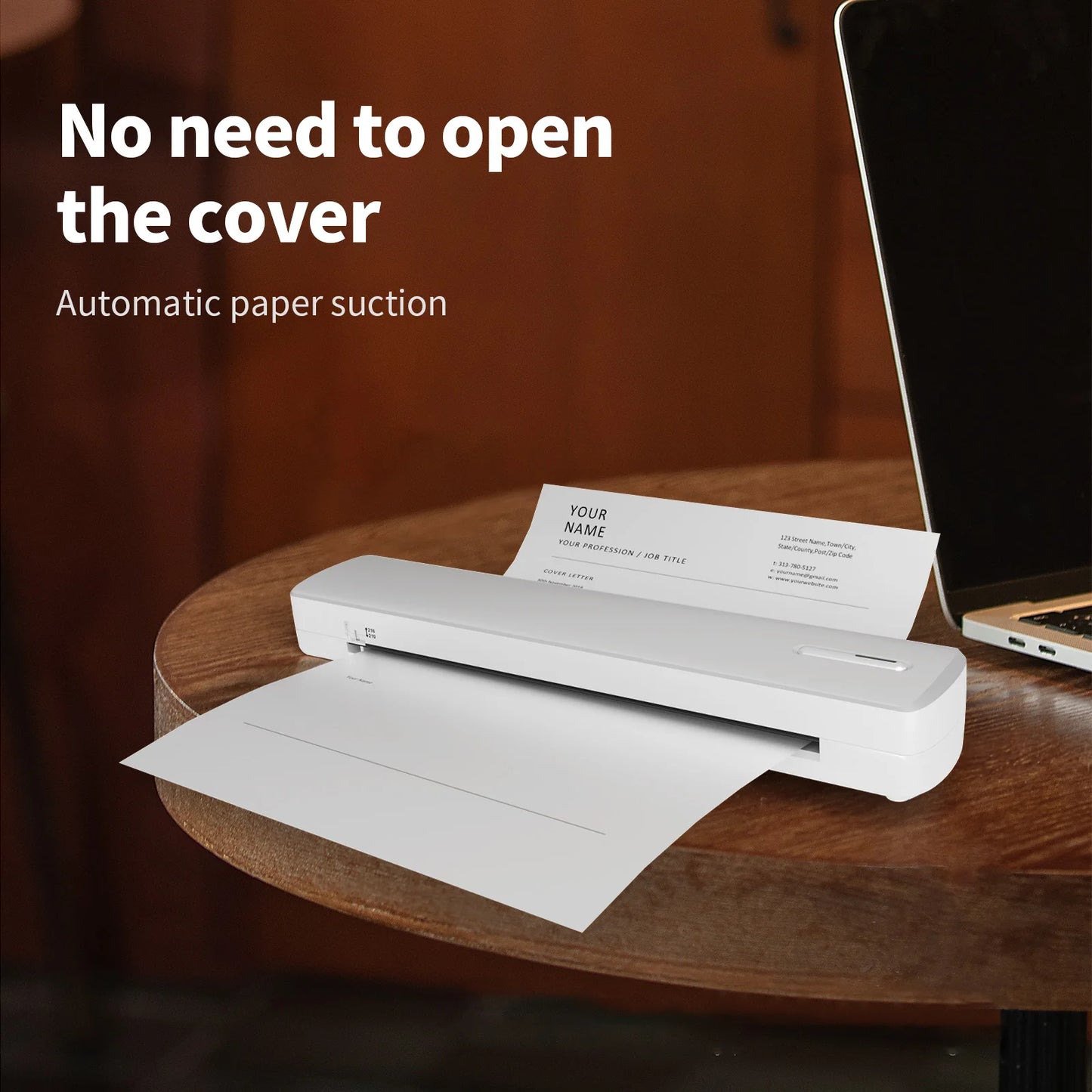 Portable Wireless Thermal Printer – Inkless A4 Mobile Printer, 300DPI Bluetooth Compatible with Android/iOS for Travel, Work & Home