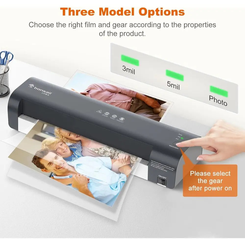 13-Inch 7-in-1 Thermal Laminator with Never Jam Technology – Includes 40 Laminating Sheets, Paper Cutter & Rounder, 3 Heat Settings