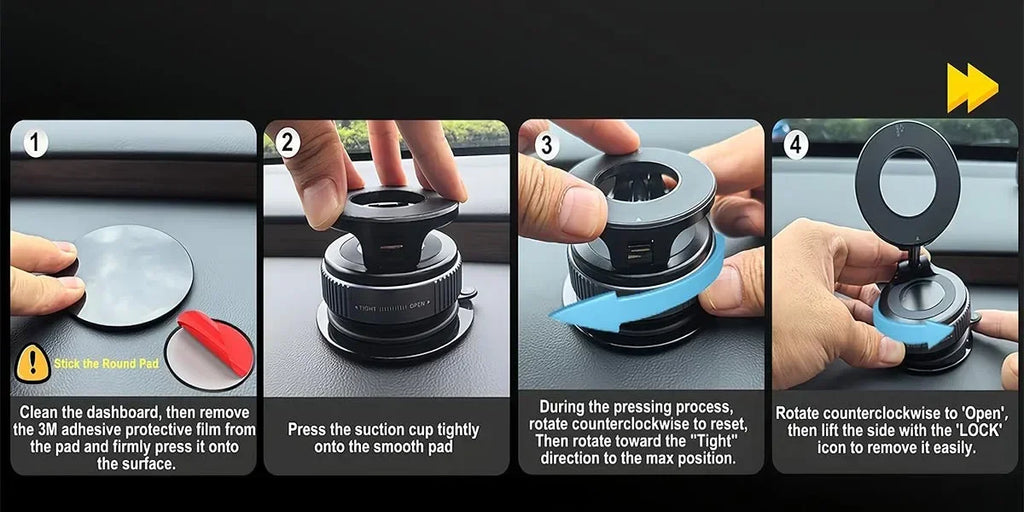 N52 Magnetic Phone Holder: Foldable 360° Suction Cup Mount