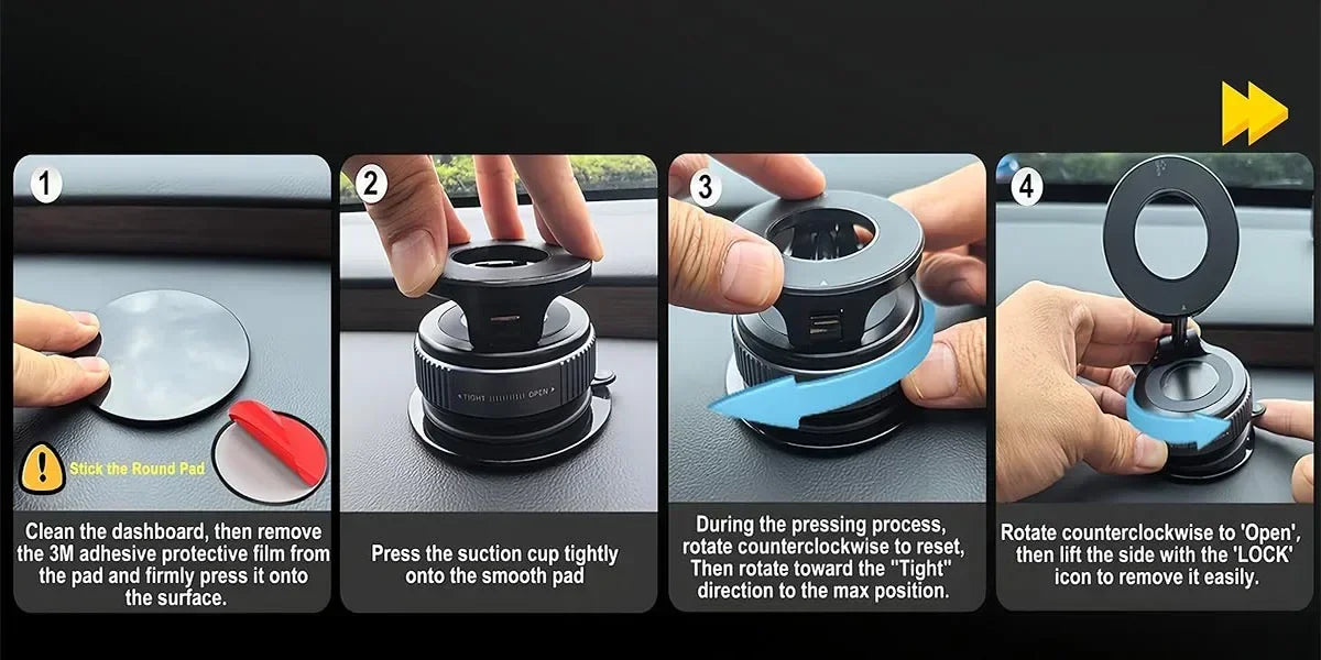 N52 Magnetic Phone Holder: Foldable 360° Suction Cup Mount