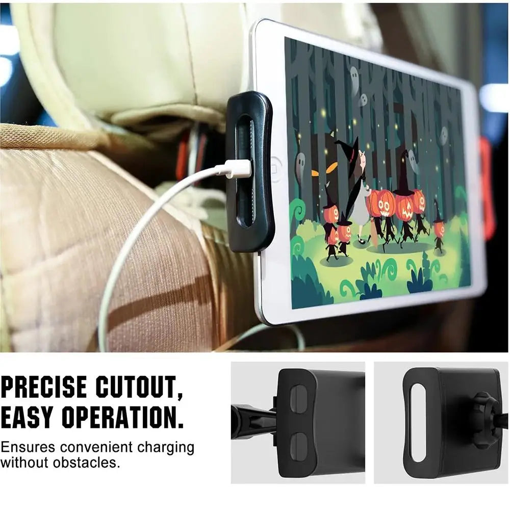 Car Headrest Tablet Holder: 360° Rotating Mount for 4-11" Devices