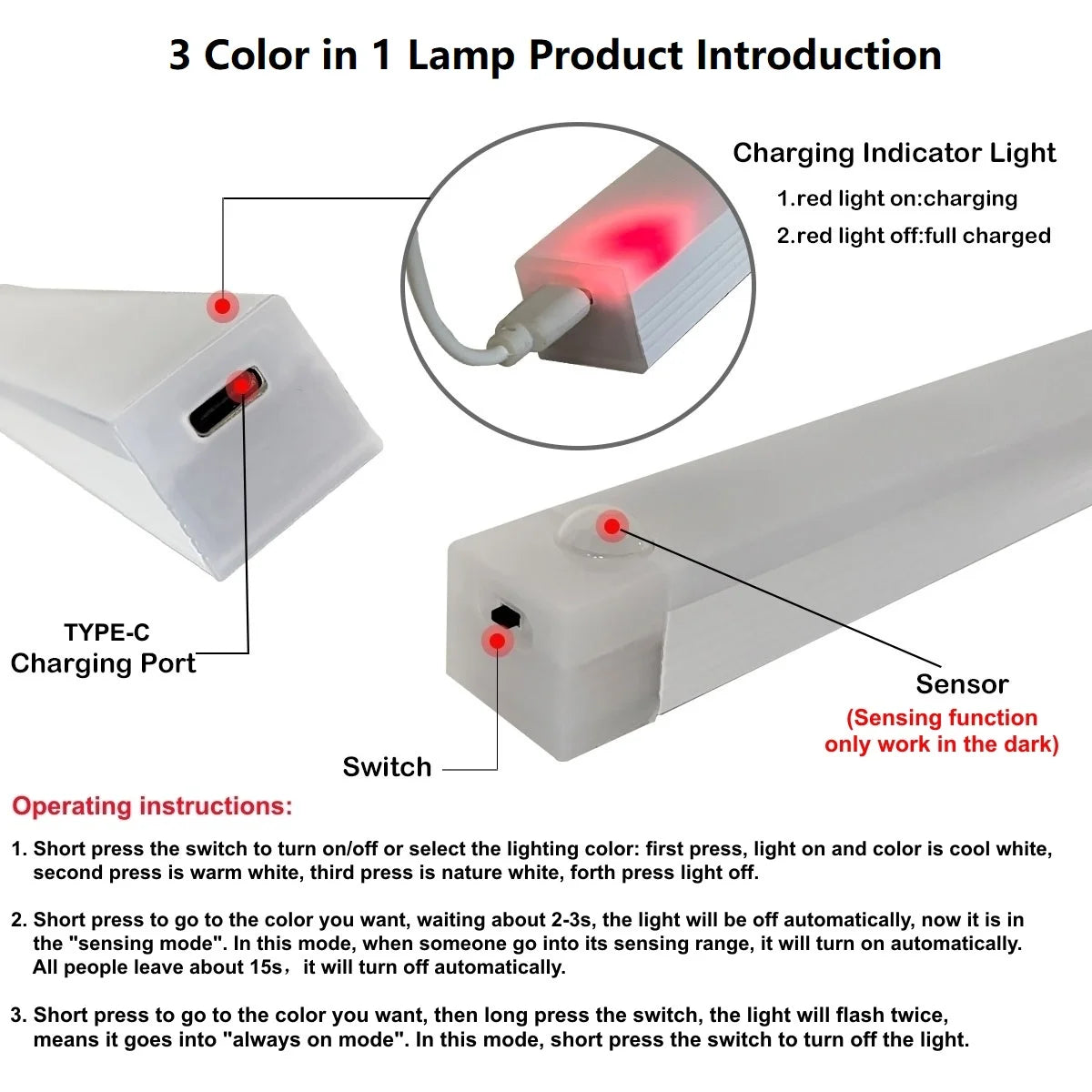 Rechargeable Motion Sensor LED Bar Light: Magnetic Cabinet Lamp