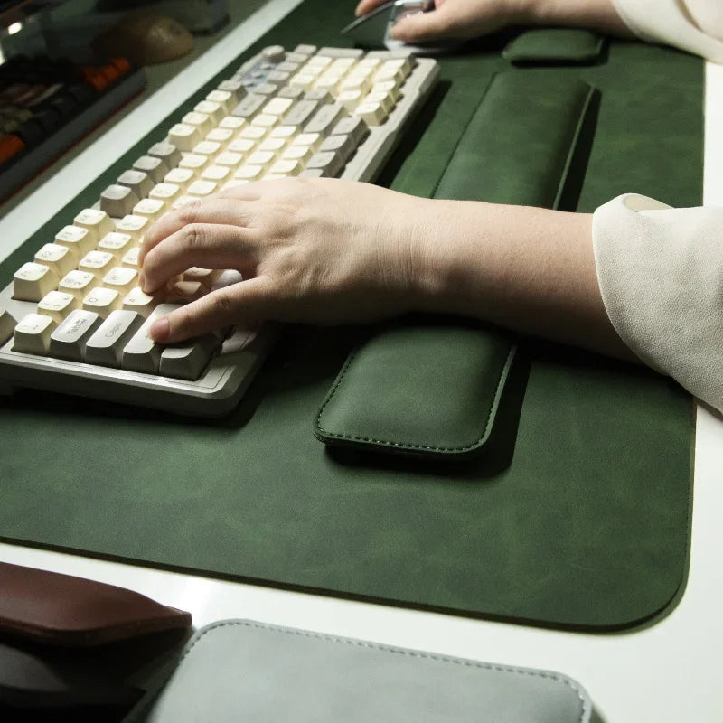 3-Piece PU Desk Mat Set | Waterproof Mouse Pad with Wrist Rest & Non-Slip Base