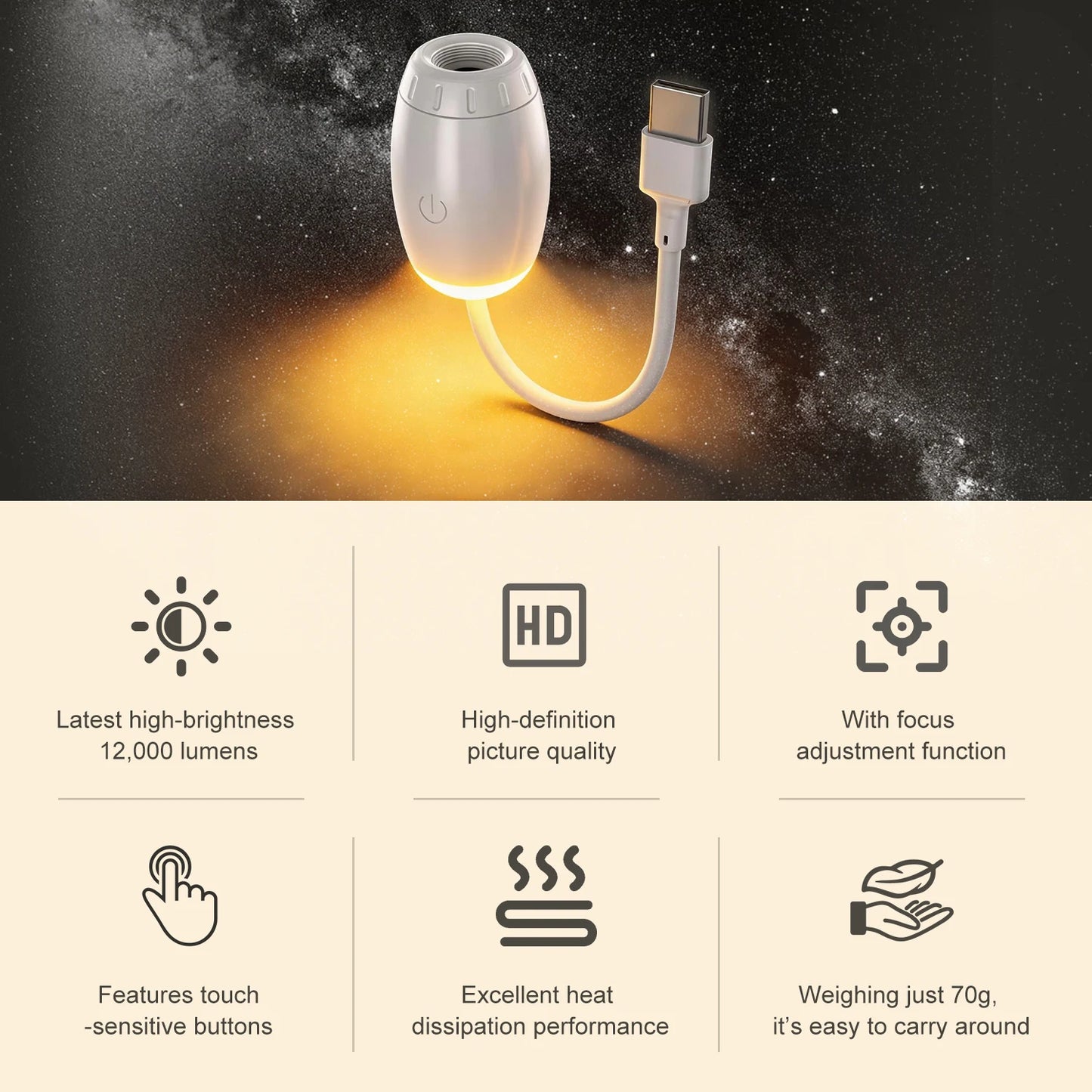 Mini Galaxy Star Projector | 2-in-1 Night Light & Atmosphere Lamp
