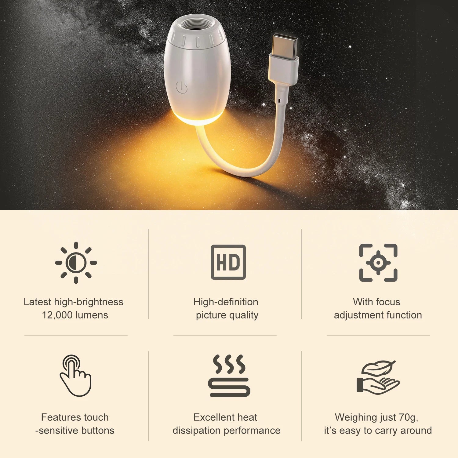 Mini Galaxy Star Projector | 2-in-1 Night Light & Atmosphere Lamp