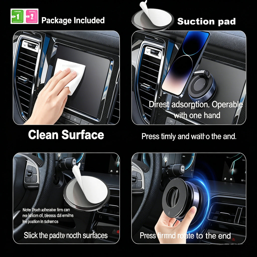 N52 Magnetic Phone Holder: Foldable 360° Suction Cup Mount