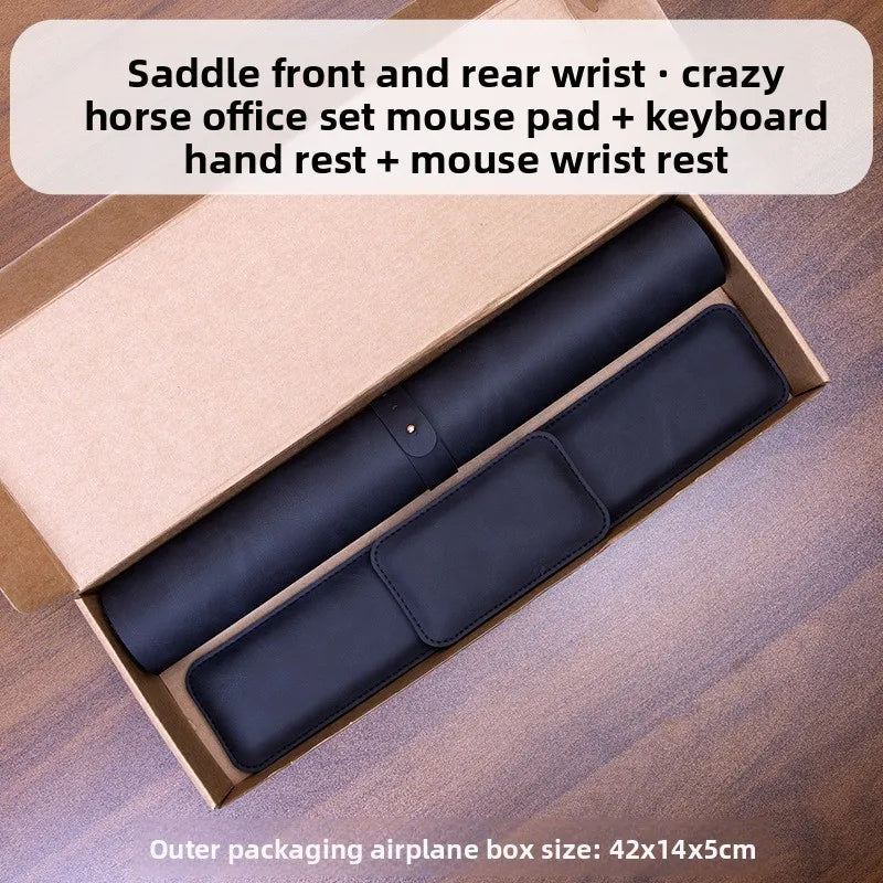 3-Piece PU Desk Mat Set | Waterproof Mouse Pad with Wrist Rest & Non-Slip Base