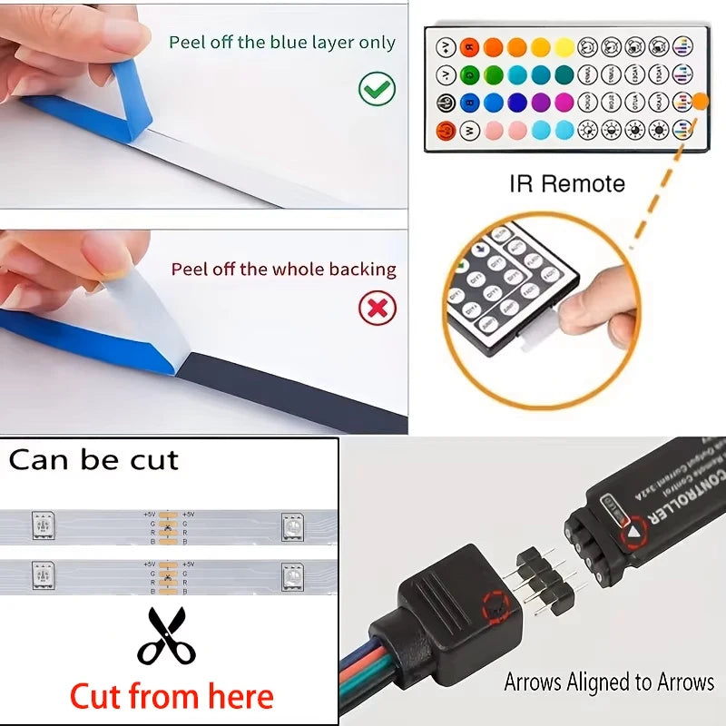 RGB LED Strip Lights 1M-40M: APP Control Music Sync Room Decor