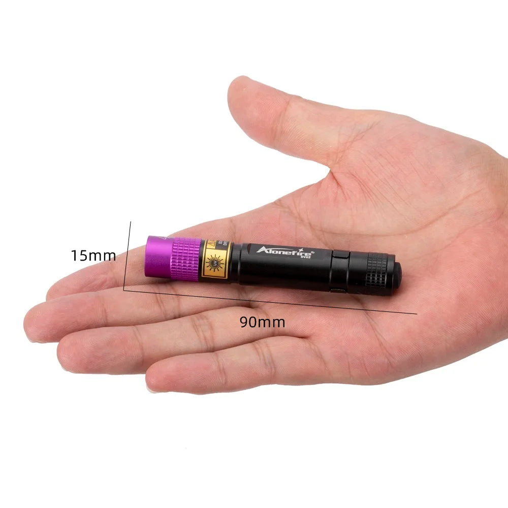 SV62 3W UV LED Flashlight – Miniature 365nm Black Light Torch for Pet Urine, Scorpion, Currency, Ore & Leak Detection (AAA Battery Powered)
