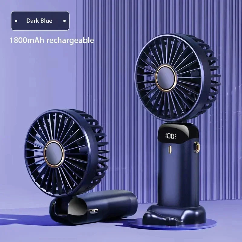 5-Speed Foldable Neck Fan with Phone Stand & LED Display