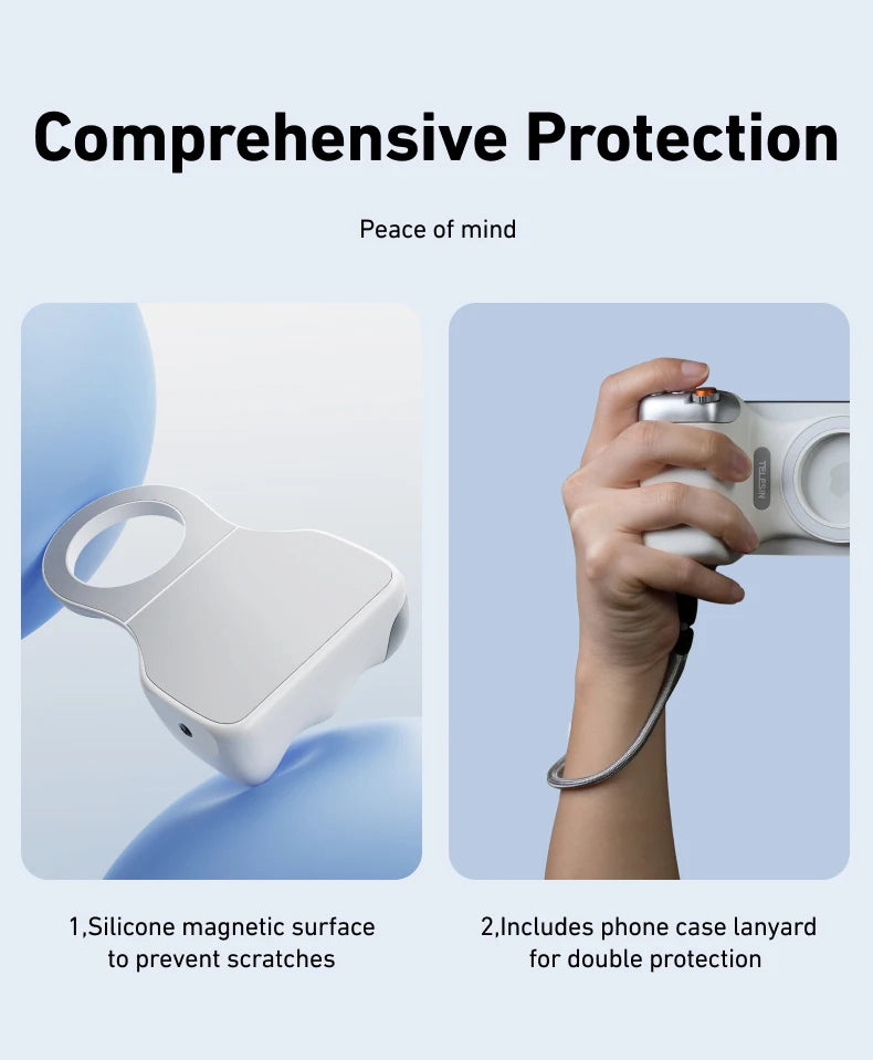 Magnetic Phone Grip with Remote Shutter & Fill Light for iPhone/Android