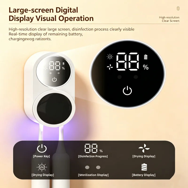Portable UV Toothbrush Sterilizer with LED Display
