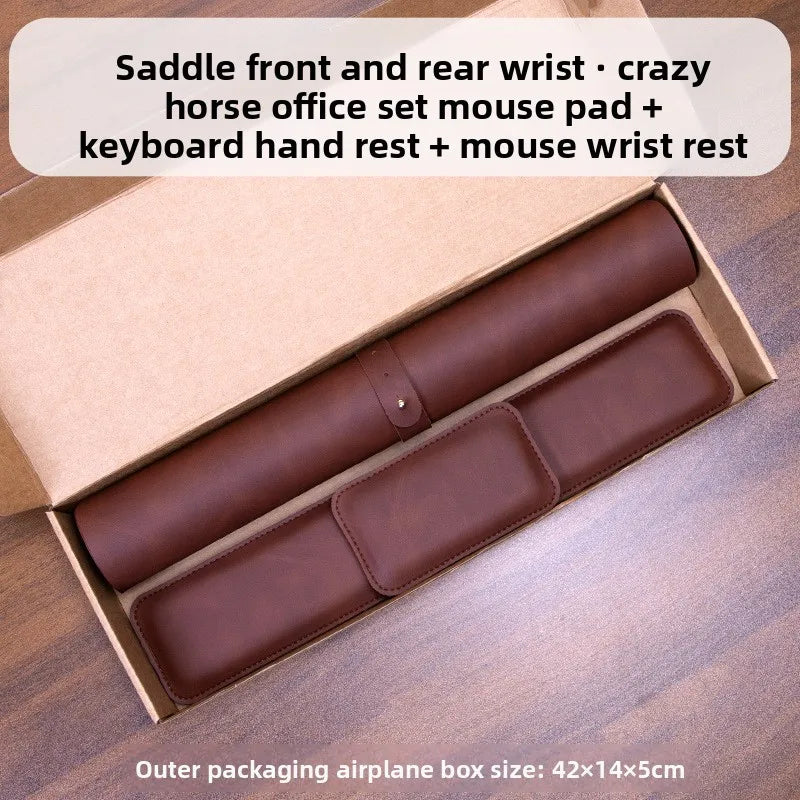 3-Piece PU Desk Mat Set | Waterproof Mouse Pad with Wrist Rest & Non-Slip Base