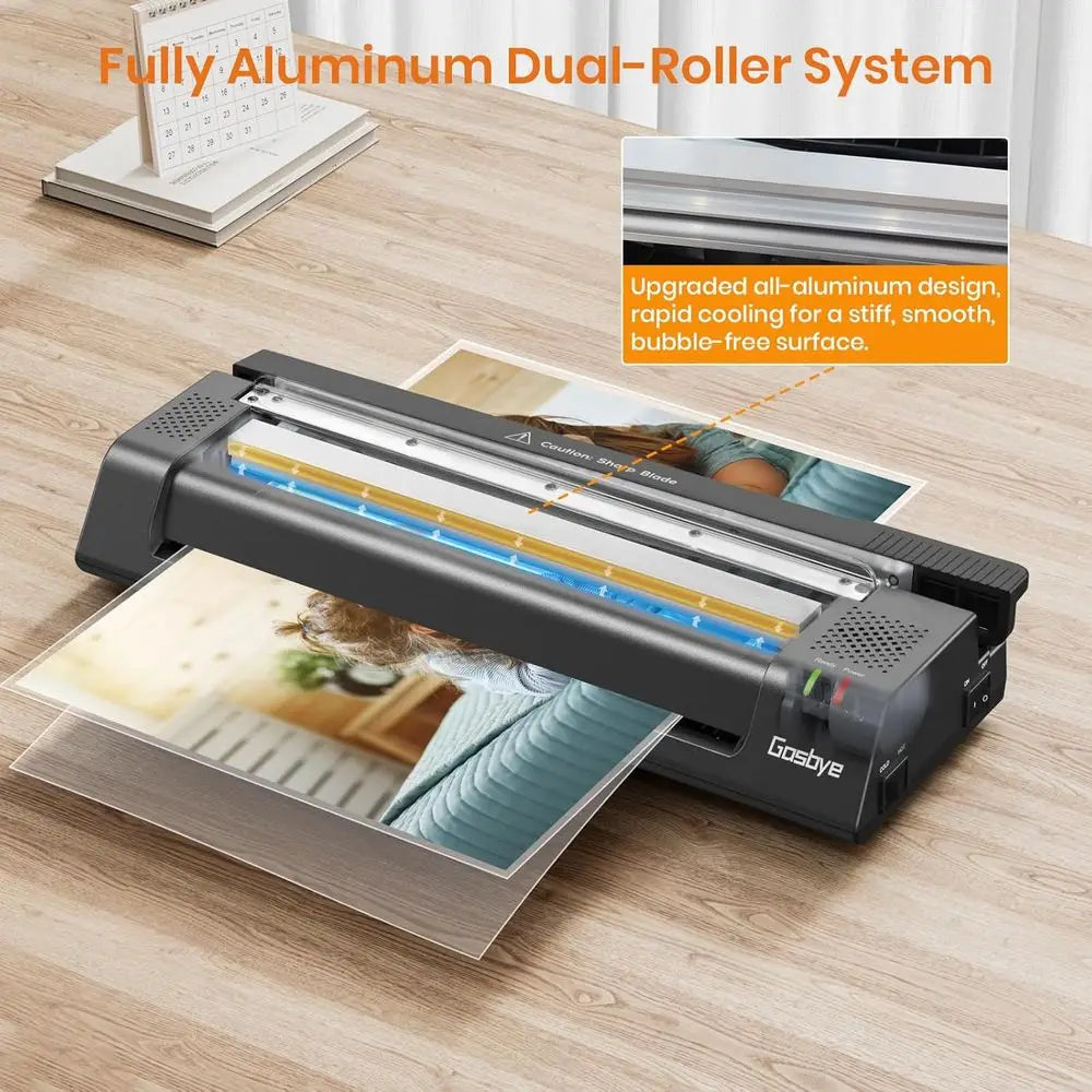 13-Inch Thermal Laminator with Built-in Steel Paper Cutter & Rounder – Includes 13 Laminating Pouches, Jam Release, Hot/Cold Modes
