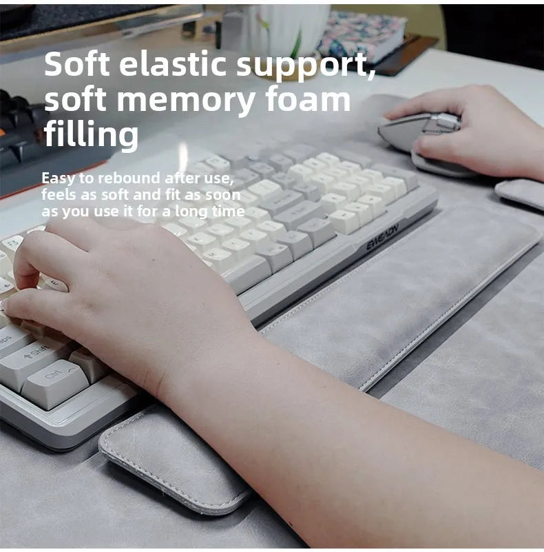 3-Piece PU Desk Mat Set | Waterproof Mouse Pad with Wrist Rest & Non-Slip Base