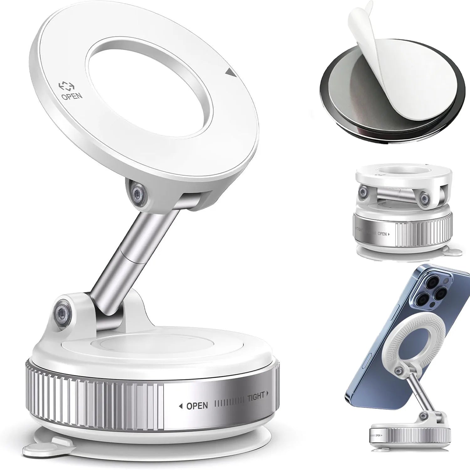 N52 Magnetic Phone Holder: Foldable 360° Suction Cup Mount