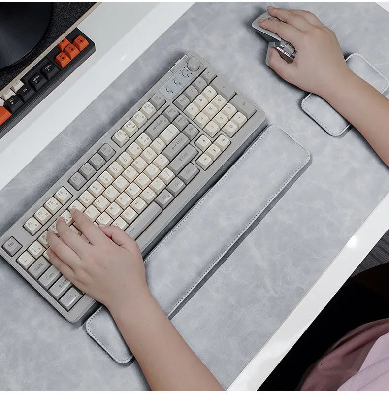 3-Piece PU Desk Mat Set | Waterproof Mouse Pad with Wrist Rest & Non-Slip Base