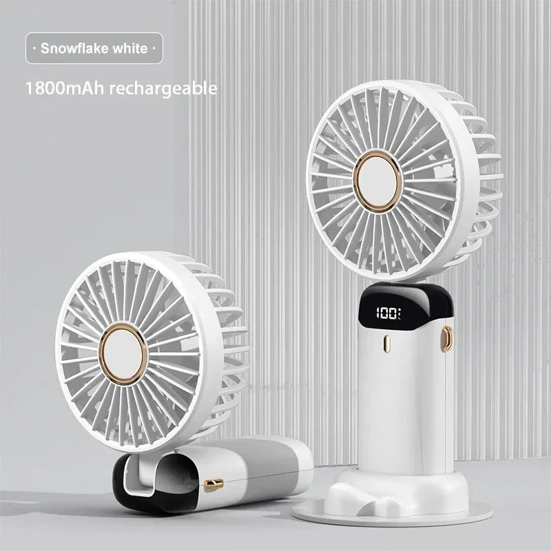 5-Speed Foldable Neck Fan with Phone Stand & LED Display