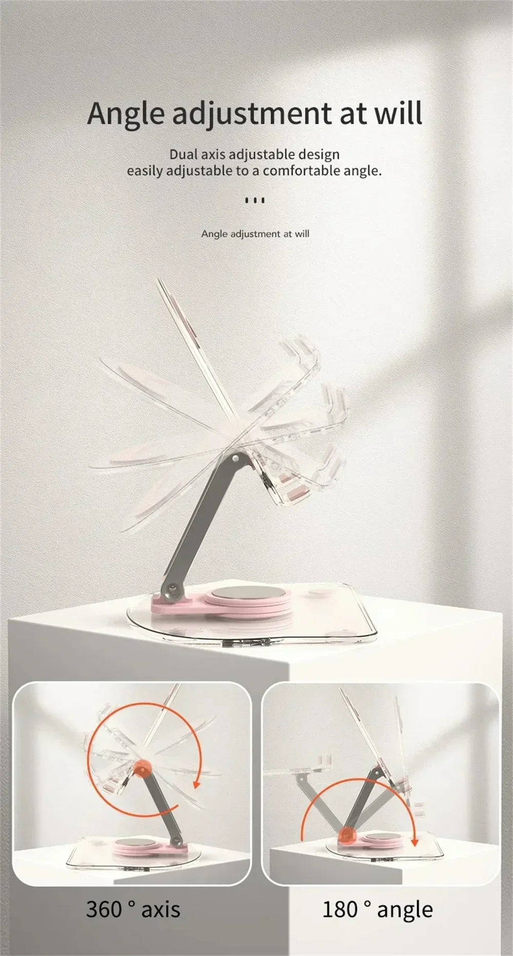 360° Acrylic Tablet Stand: Foldable Adjustable Holder for 4.7-13" Devices
