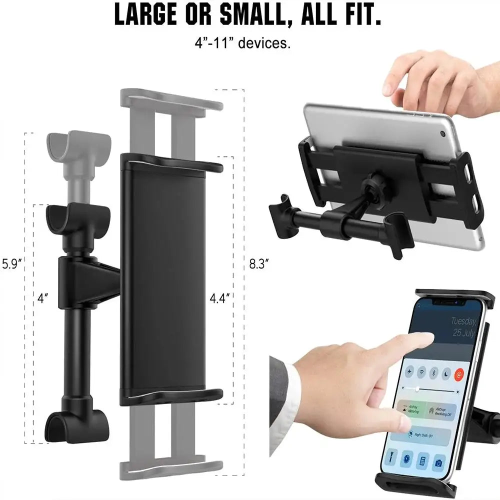 Car Headrest Tablet Holder: 360° Rotating Mount for 4-11" Devices