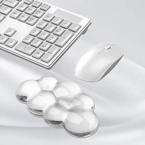 Transparent Silicone Mouse Pad and Keyboard Mat with Memory Foam Wrist Support | Anti-Slip & Ergonomic
