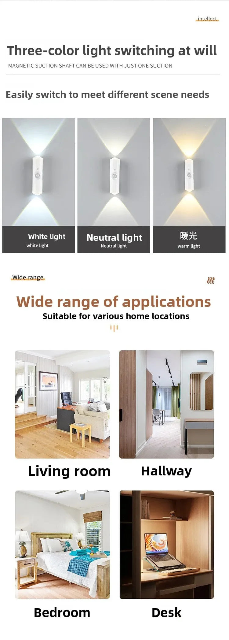 Rechargeable Magnetic Motion Sensor RGB Night Light