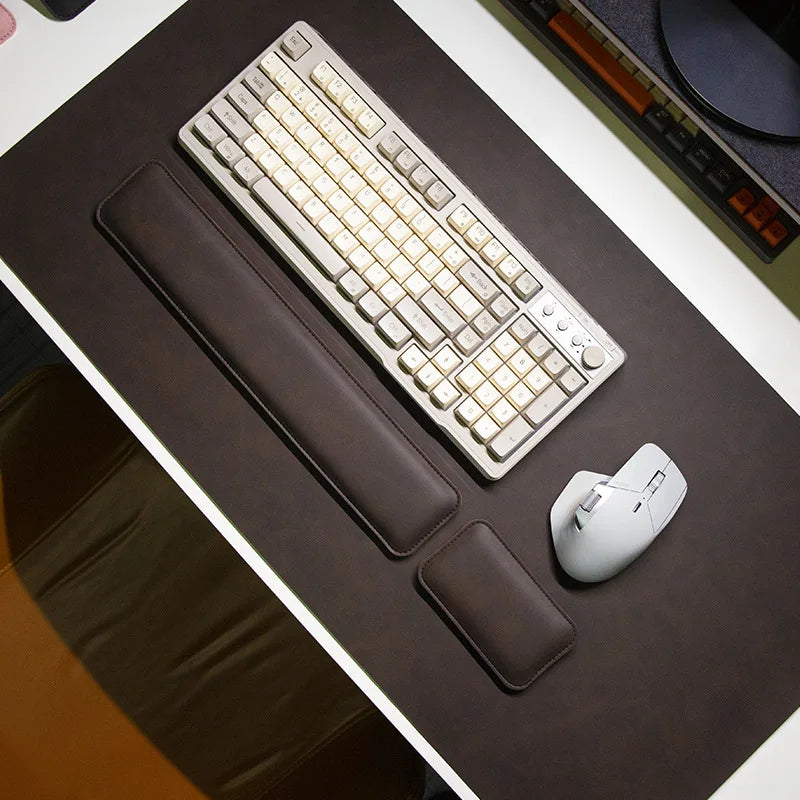 3-Piece PU Desk Mat Set | Waterproof Mouse Pad with Wrist Rest & Non-Slip Base
