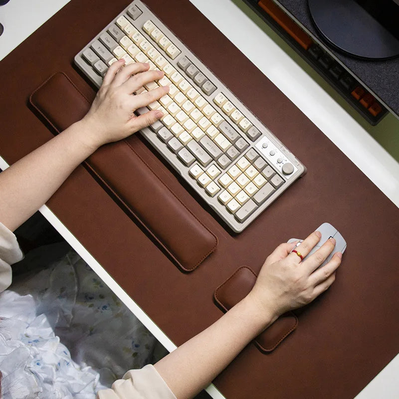 3-Piece PU Desk Mat Set | Waterproof Mouse Pad with Wrist Rest & Non-Slip Base