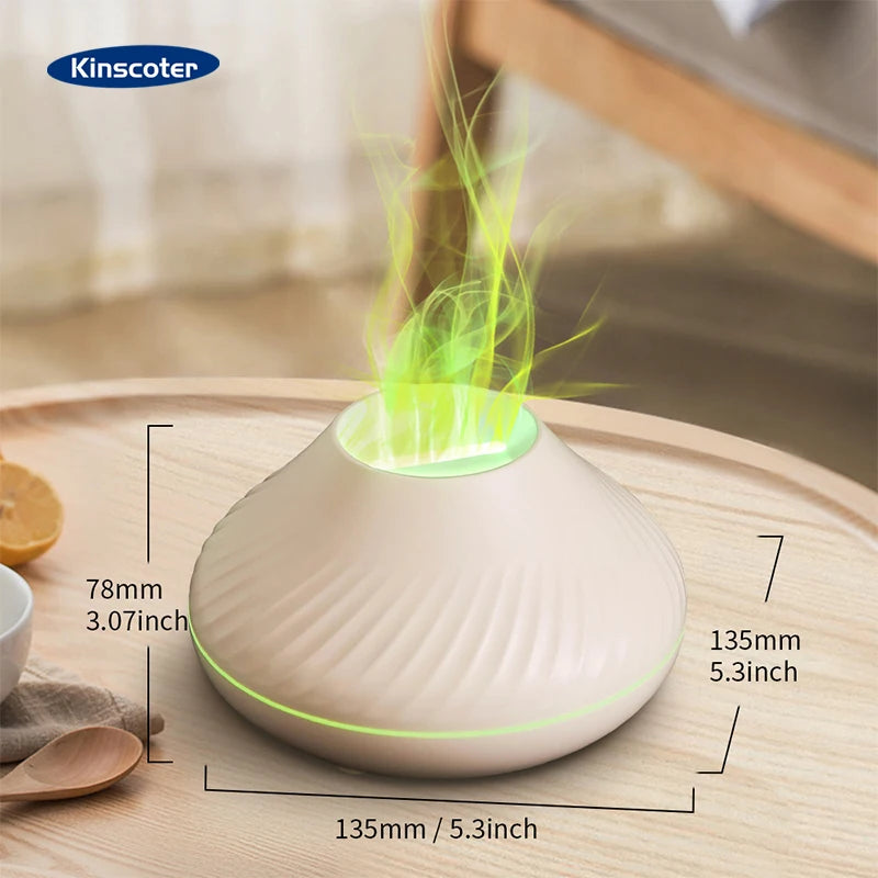 Volcano Aromatherapy Diffuser – Portable Desktop Essential Oil Diffuser with 7-Color Flame Night Light, Ultrasonic Cool Mist Humidifier, Waterless Auto-Off, Silent Operation