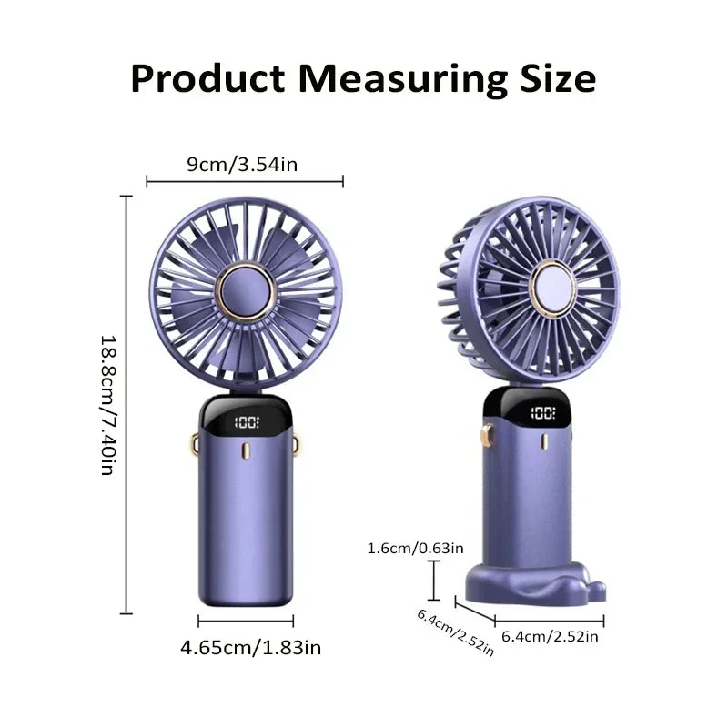 5-Speed Foldable Neck Fan with Phone Stand & LED Display