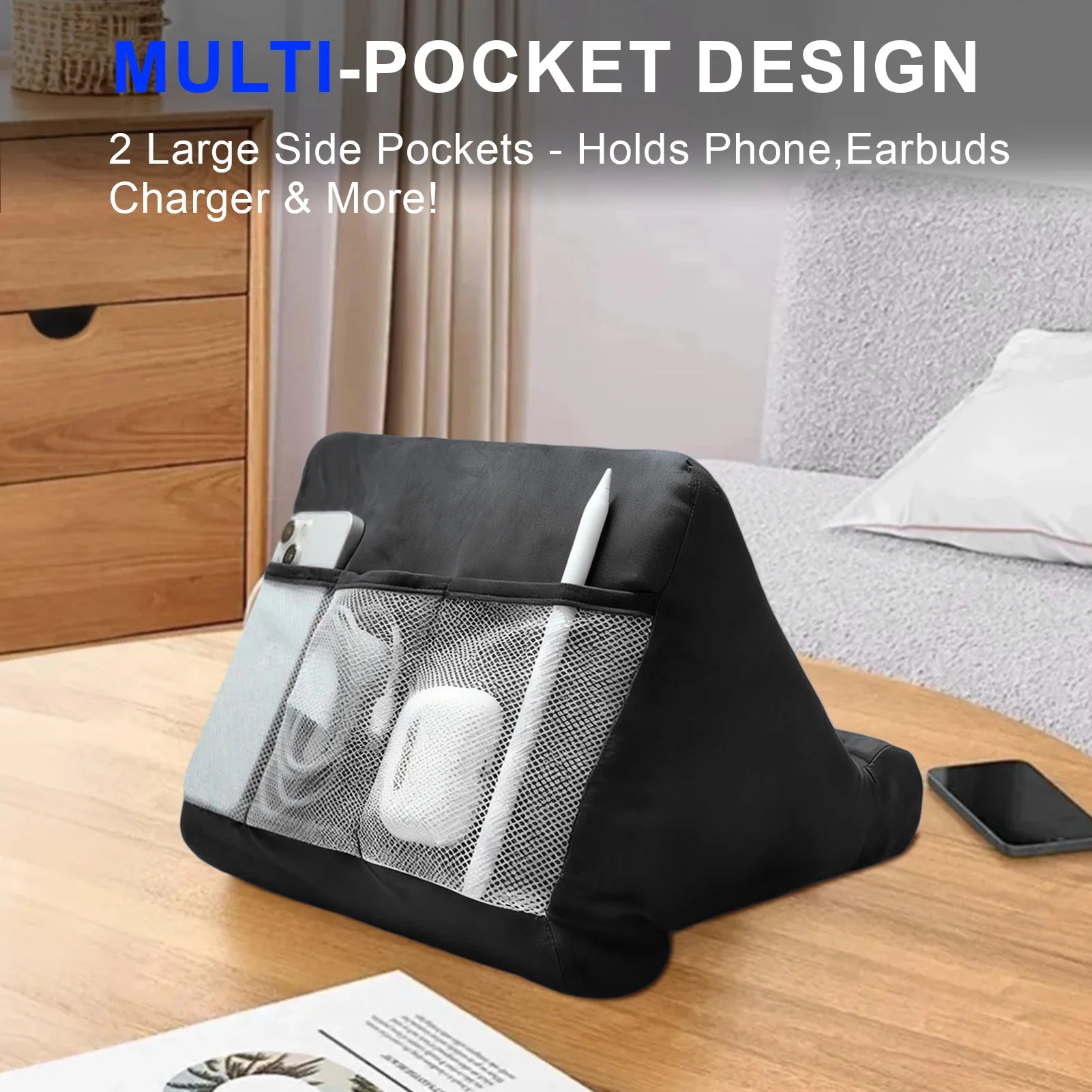 Sponge Pillow Tablet Stand: Multi-Angle Soft Holder for Bed & Couch