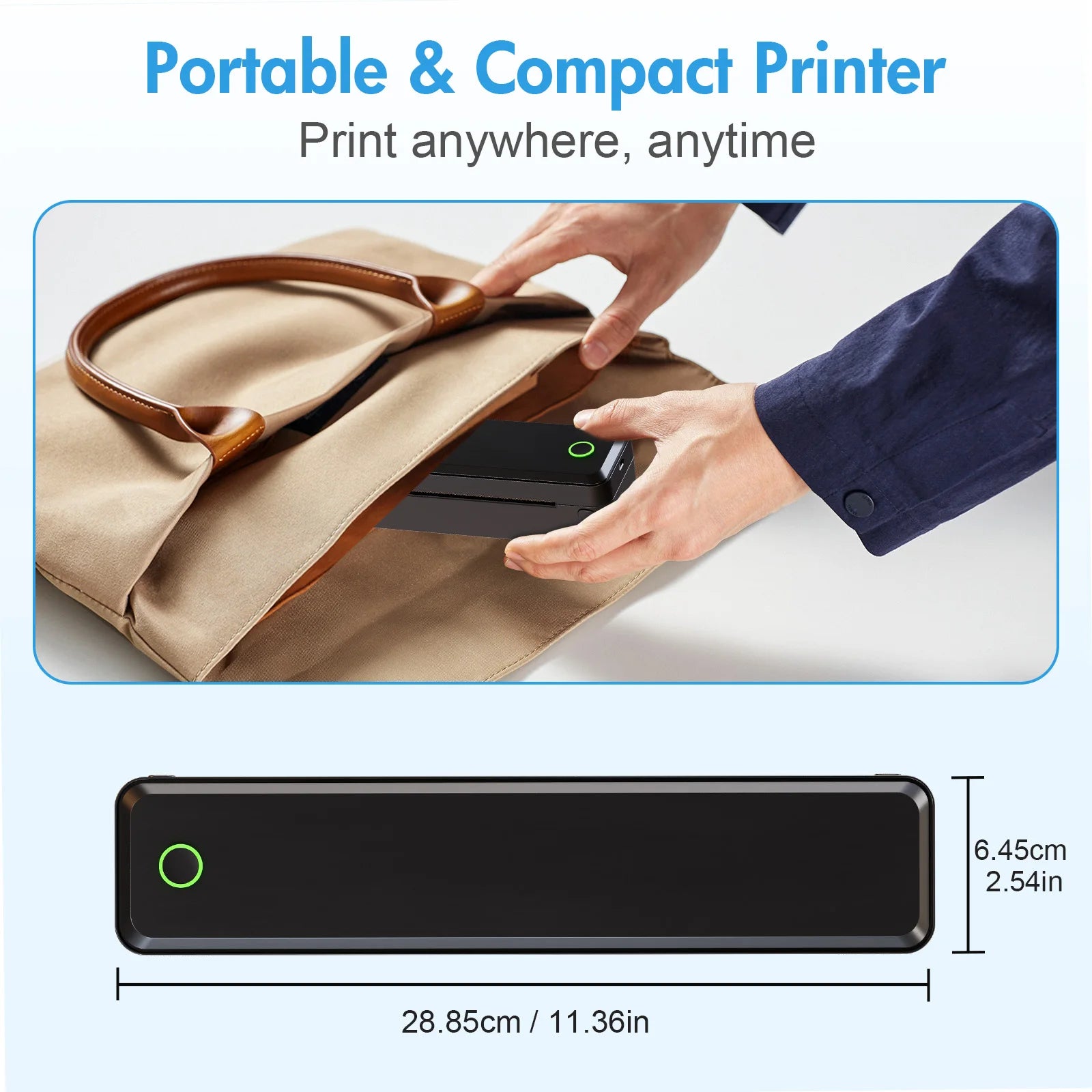 U8 Portable Wireless Thermal Printer – Inkless A4 Label Maker, Bluetooth/USB Compatible with Android/iOS Laptop, Supports A4/A5/B5/US Letter
