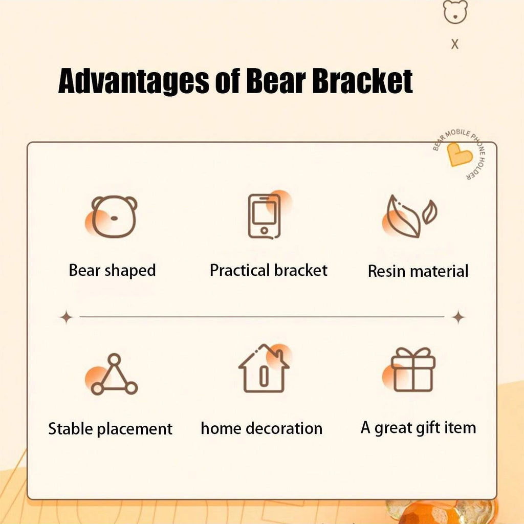 Cartoon Bear Phone Tablet Stand: Cute Lazy Bracket for Home Desk Decor