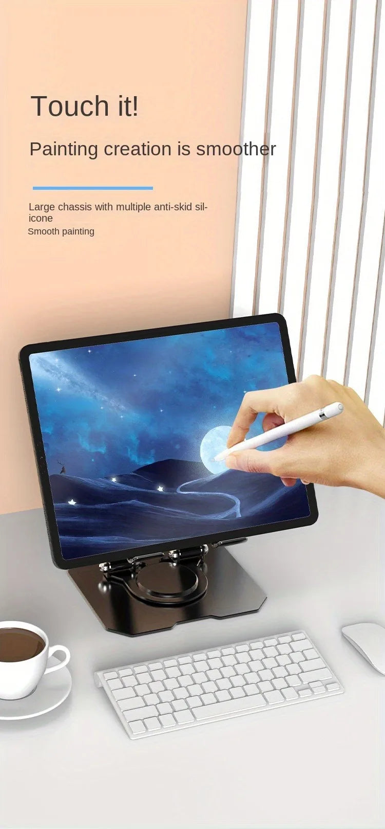 360° Rotating Tablet Stand: Foldable Desktop Holder for 4.7-12" Devices