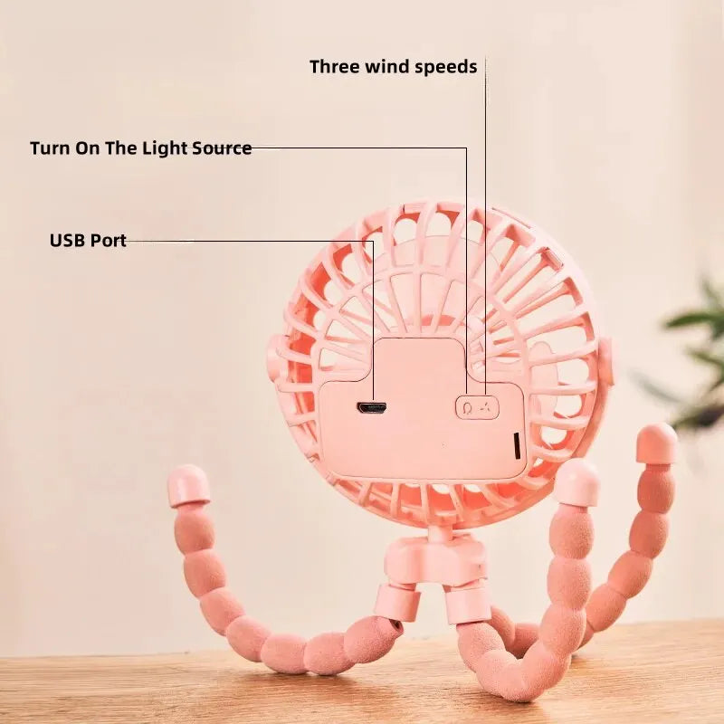 Mini Fan: USB Rechargeable Clip Fan