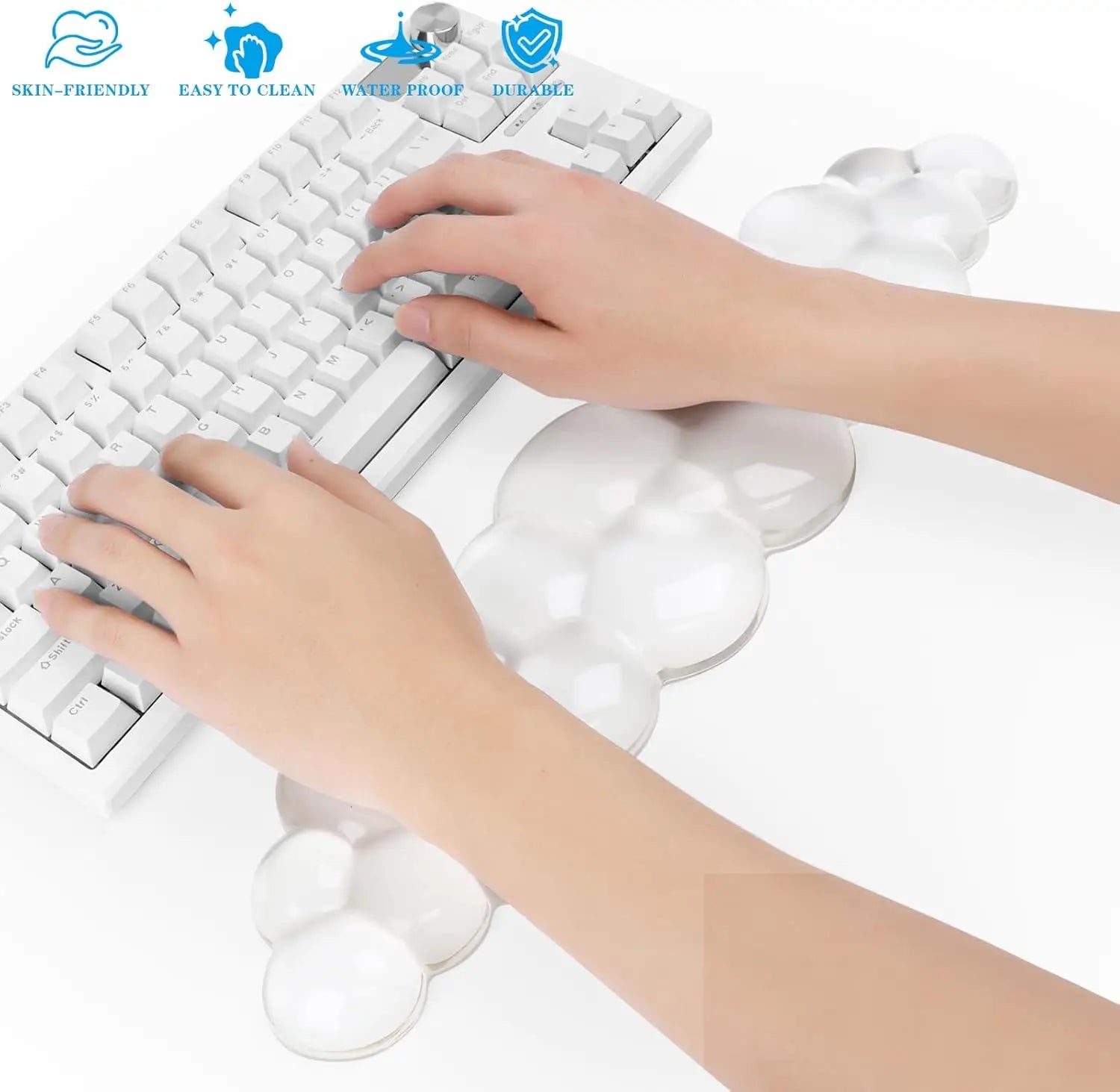 Transparent Silicone Mouse Pad and Keyboard Mat with Memory Foam Wrist Support | Anti-Slip & Ergonomic