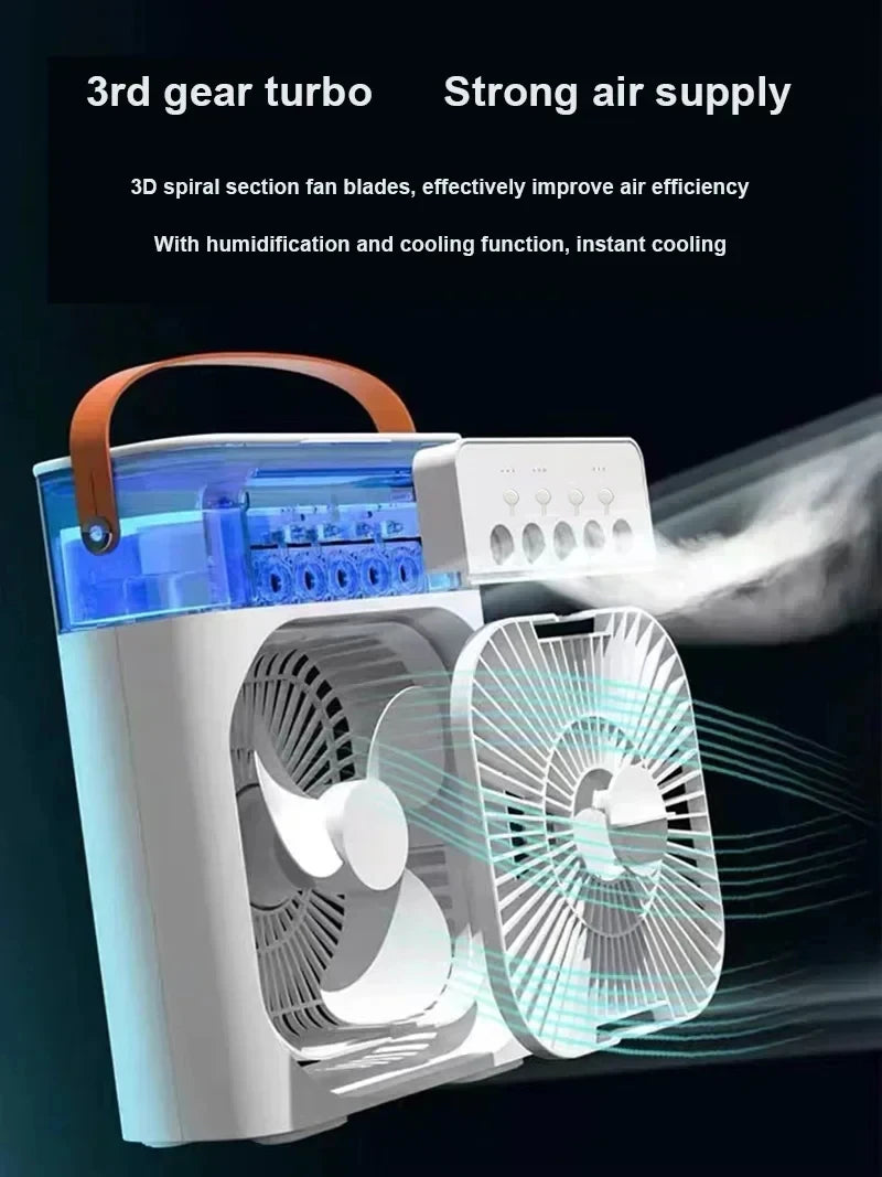 3-in-1 Portable Air Cooler: Fan, Humidifier & Night Light