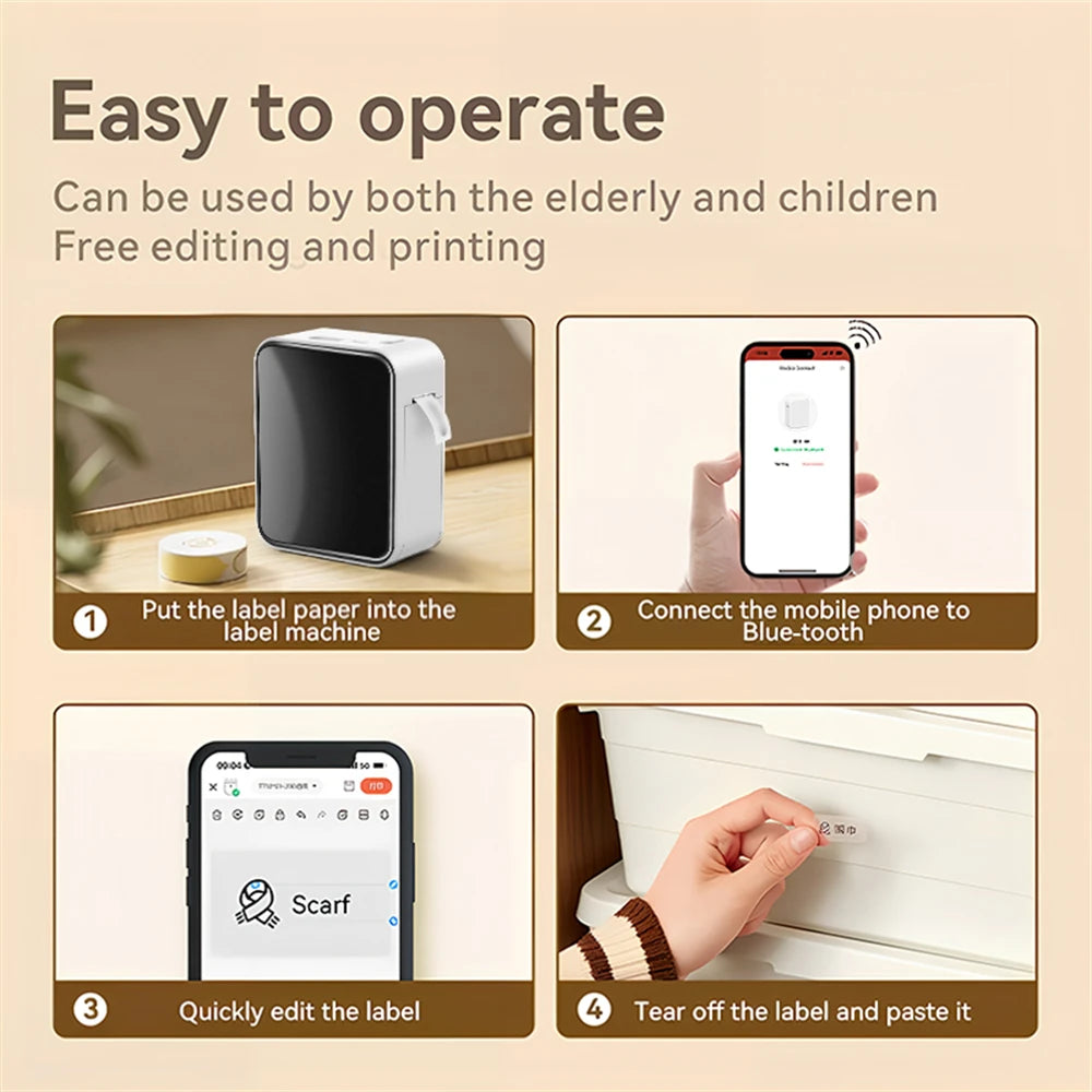 Mini Thermal Label Printer – Portable Wireless Bluetooth Labeling Sticker Machine