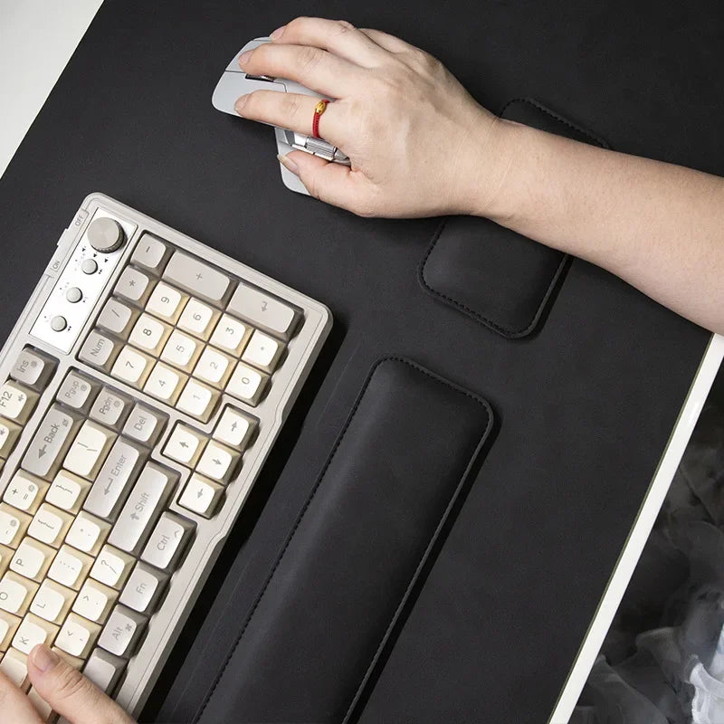 3-Piece PU Desk Mat Set | Waterproof Mouse Pad with Wrist Rest & Non-Slip Base