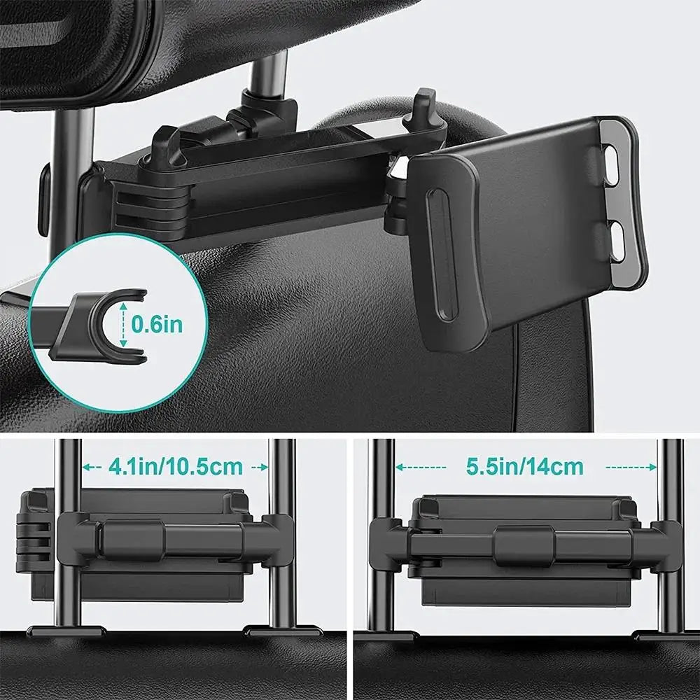 Car Headrest Tablet Holder: 360° Rotating Mount for 4-11" Devices